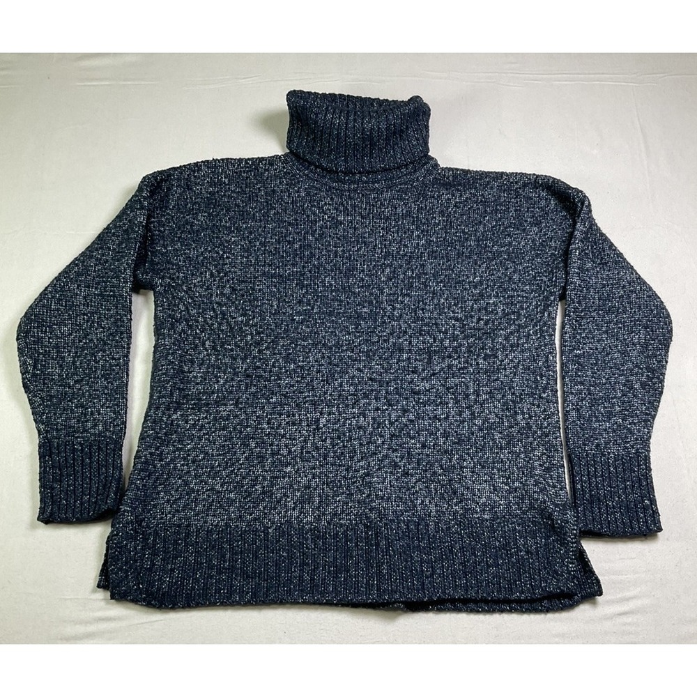 Banana Republic Women's Soft Turtle Neck Sweater Blue Size L Cozy Classic 605